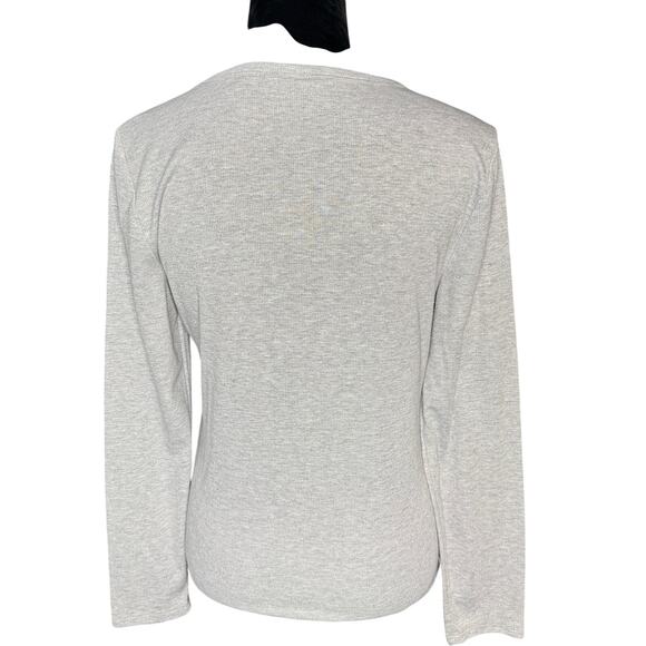 Gap Women's size Large Gray Metallic Silver Thread Long Sleeve Knit Top - Picture 2 of 8